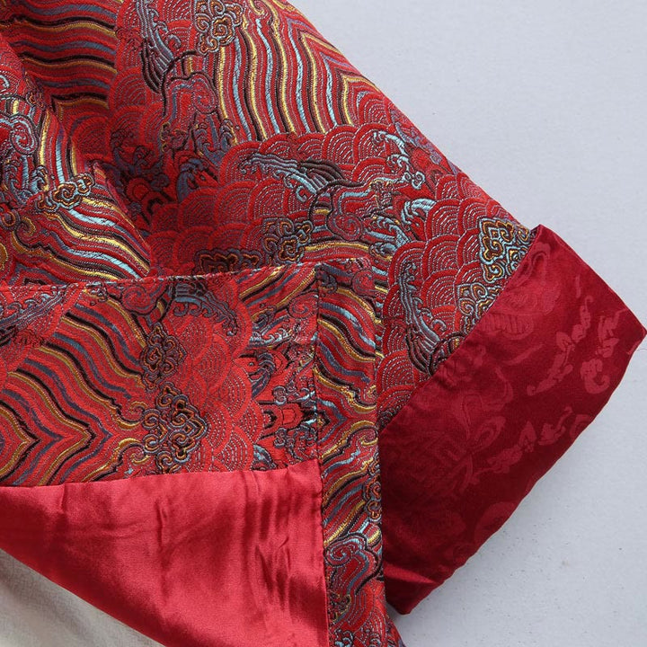 Veste et chemise pour homme avec poches, motif jacquard damassé et eau de mer, boutons de grenouille, style Tang , Buddha Stones, Nouvel An chinois - image 3