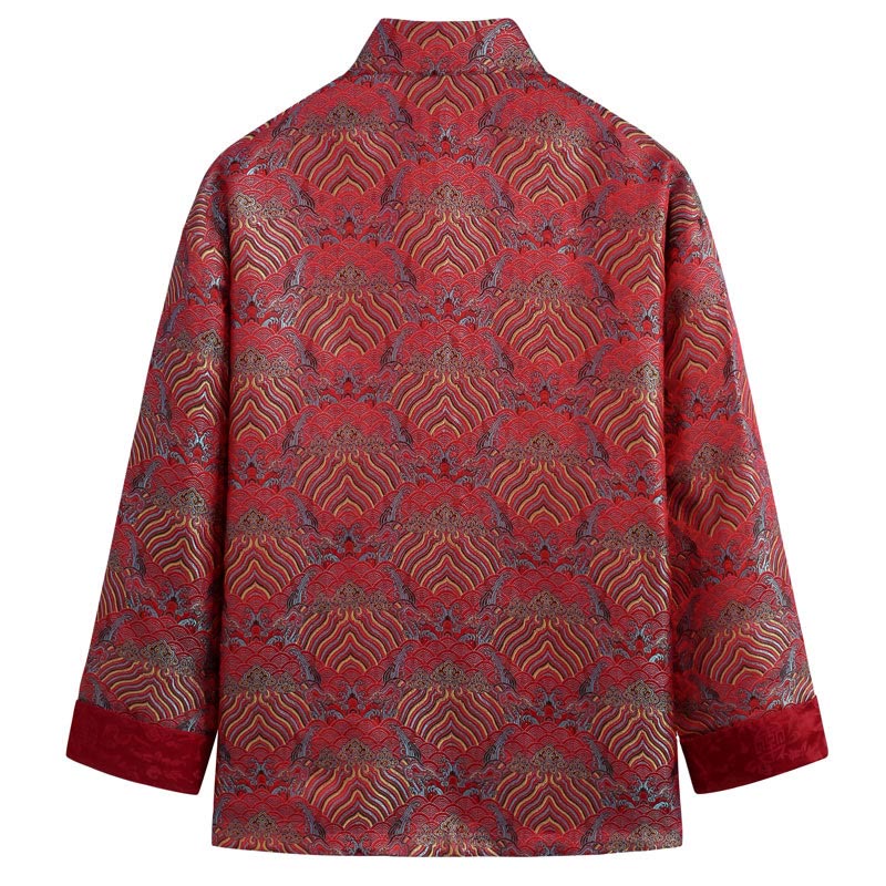 Veste et chemise pour homme avec poches, motif jacquard damassé et eau de mer, boutons de grenouille, style Tang , Buddha Stones, Nouvel An chinois - image 1