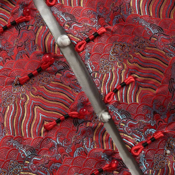Veste et chemise pour homme avec poches, motif jacquard damassé et eau de mer, boutons de grenouille, style Tang , Buddha Stones, Nouvel An chinois