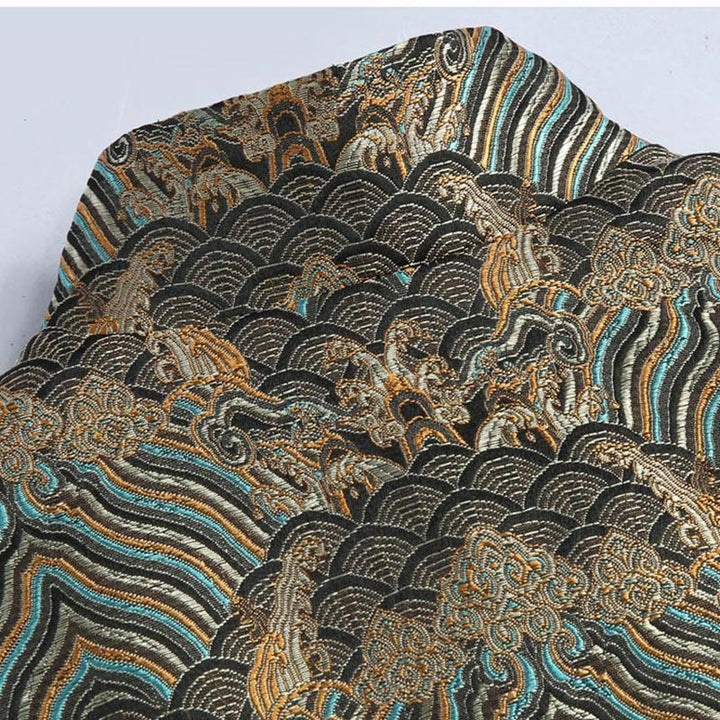 Veste et chemise pour homme avec poches, motif jacquard damassé et eau de mer, boutons de grenouille, style Tang , Buddha Stones, Nouvel An chinois - image 11