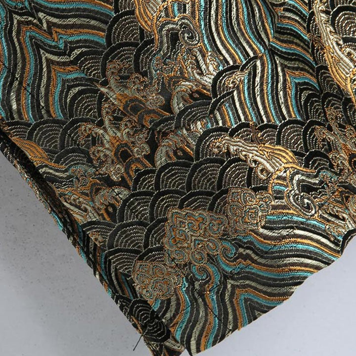 Veste et chemise pour homme avec poches, motif jacquard damassé et eau de mer, boutons de grenouille, style Tang , Buddha Stones, Nouvel An chinois