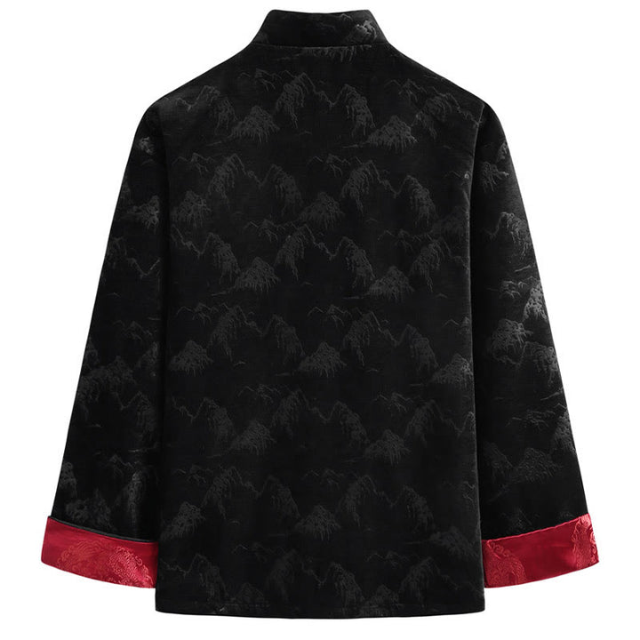Chemise Tang pour homme avec boutons de grenouille et imprimé paysage du Nouvel An chinois , Buddha Stones , faite à la main, avec poches