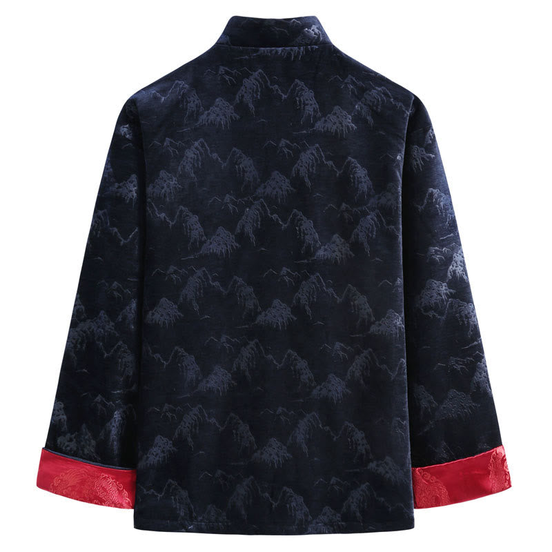 Chemise Tang pour homme avec boutons de grenouille et imprimé paysage du Nouvel An chinois , Buddha Stones , faite à la main, avec poches