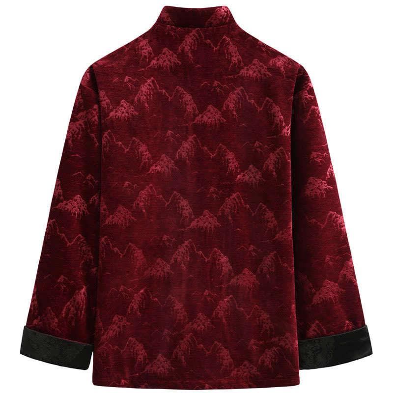 Chemise Tang pour homme avec boutons de grenouille et imprimé paysage du Nouvel An chinois , Buddha Stones , faite à la main, avec poches - image 1