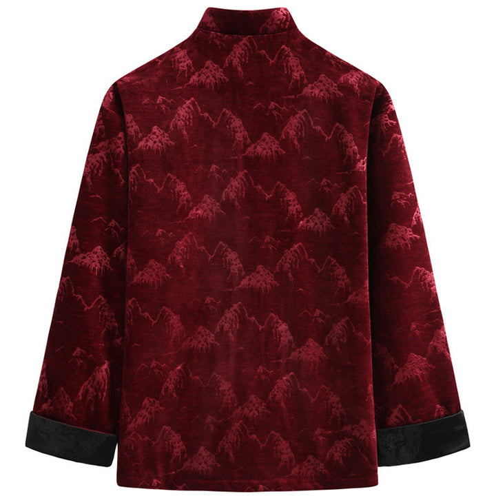 Chemise Tang pour homme avec boutons de grenouille et imprimé paysage du Nouvel An chinois , Buddha Stones , faite à la main, avec poches - image 1