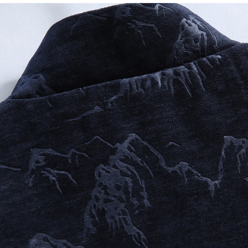 Chemise Tang pour homme avec boutons de grenouille et imprimé paysage du Nouvel An chinois , Buddha Stones , faite à la main, avec poches