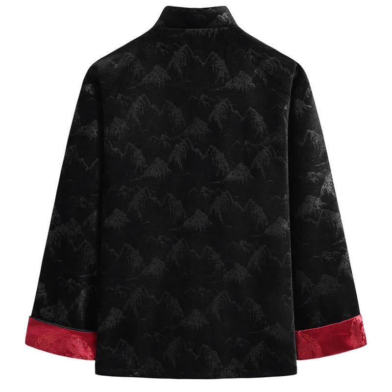 Chemise Tang pour homme avec boutons de grenouille et imprimé paysage du Nouvel An chinois , Buddha Stones , faite à la main, avec poches - image 3