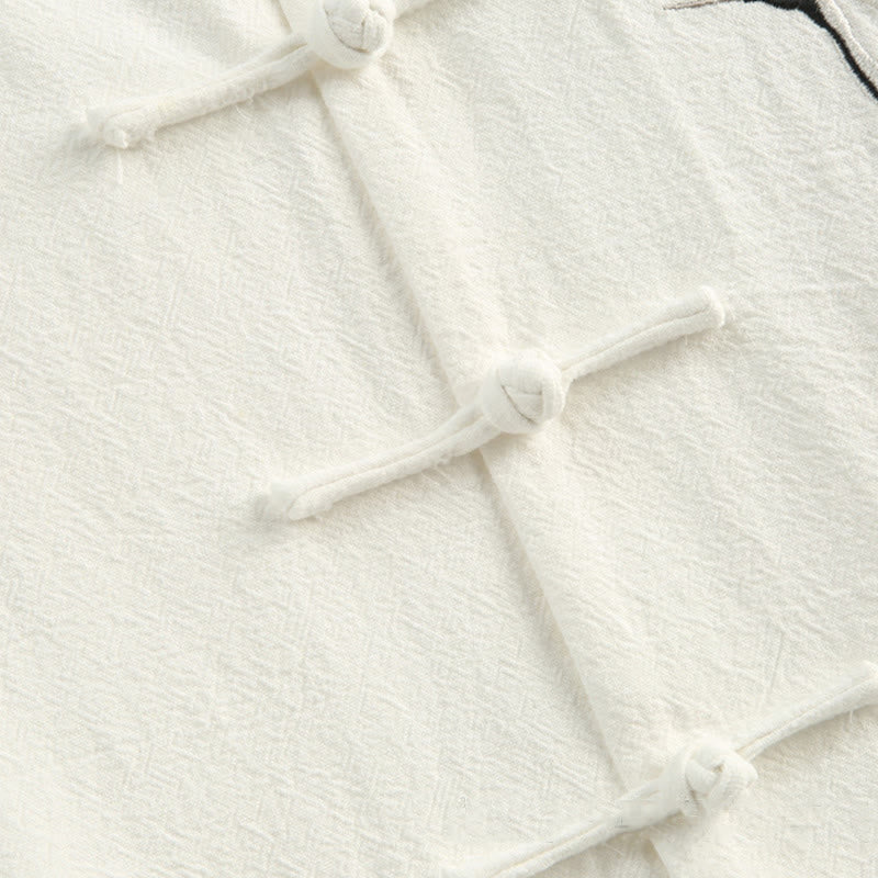 Ensemble de vêtements pour hommes en coton et lin avec broderie de grue du Nouvel An chinois, haut à manches longues et pantalon Hanfu, avec poches - image 9