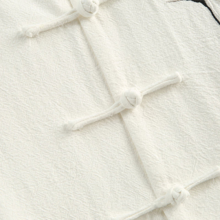 Ensemble de vêtements pour hommes en coton et lin avec broderie de grue du Nouvel An chinois, haut à manches longues et pantalon Hanfu, avec poches - image 9