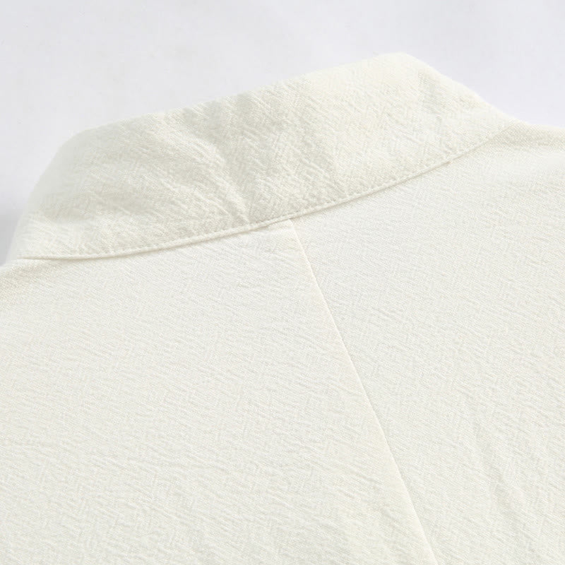 Ensemble de vêtements pour hommes en coton et lin avec broderie de grue du Nouvel An chinois, haut à manches longues et pantalon Hanfu, avec poches - image 11