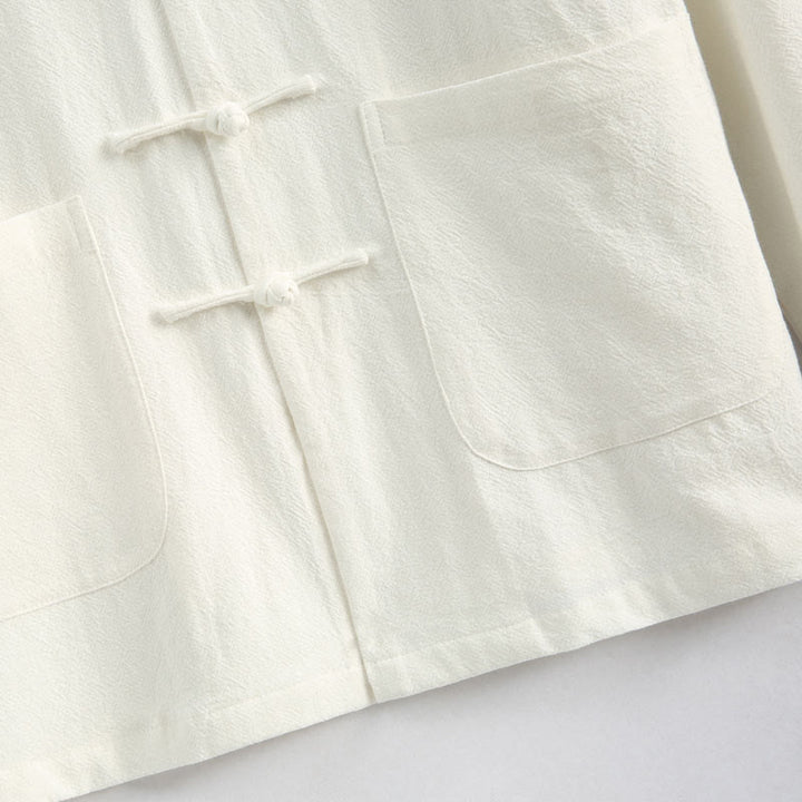 Ensemble de vêtements pour hommes en coton et lin avec broderie de grue du Nouvel An chinois, haut à manches longues et pantalon Hanfu, avec poches - image 10