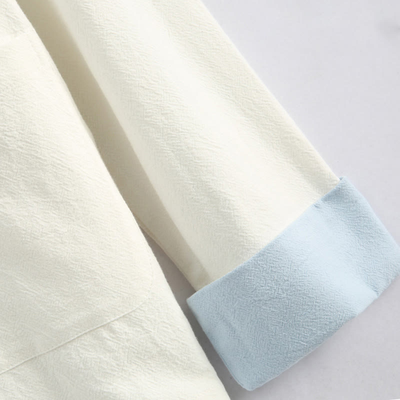 Ensemble de vêtements pour hommes en coton et lin avec broderie de grue du Nouvel An chinois, haut à manches longues et pantalon Hanfu, avec poches - image 13