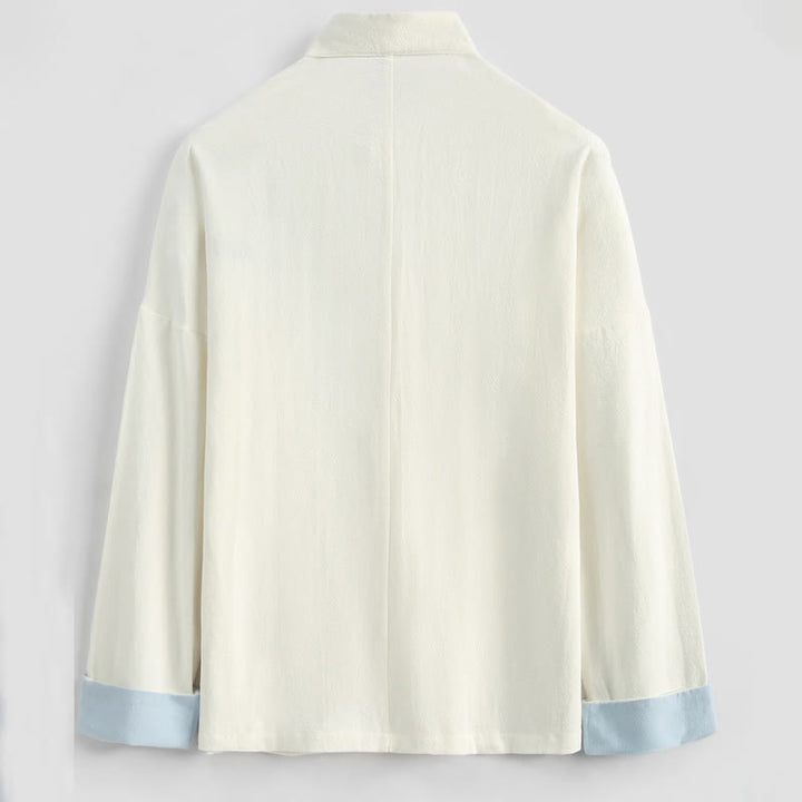 Ensemble de vêtements pour hommes en coton et lin avec broderie de grue du Nouvel An chinois, haut à manches longues et pantalon Hanfu, avec poches