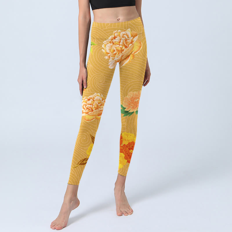 Leggings de sport à imprimé de fleurs roses vibrantes Buddha Stones Pantalon de yoga pour femme - image 6