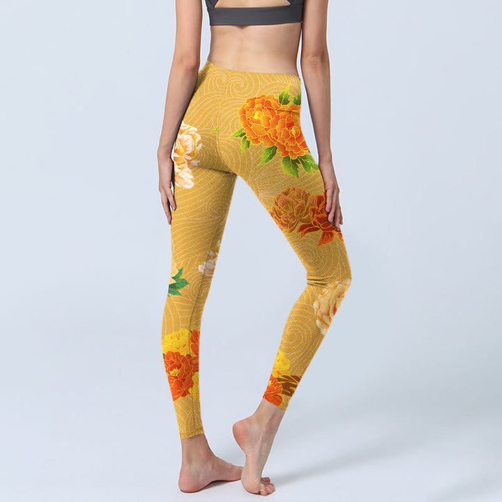Leggings de sport à imprimé de fleurs roses vibrantes Buddha Stones Pantalon de yoga pour femme - image 5