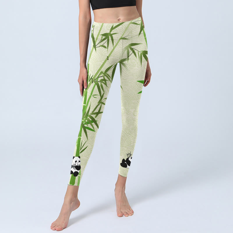 Leggings de sport à imprimé Buddha Stones Lush Bamboo Panda Nuage de bon augure Vagues Pantalon de yoga pour femme - image 6