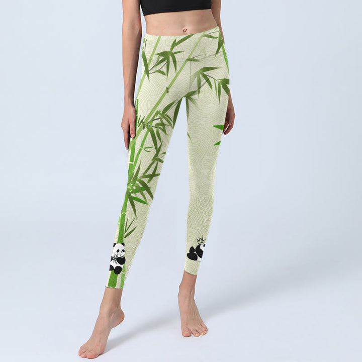 Leggings de sport à imprimé Buddha Stones Lush Bamboo Panda Nuage de bon augure Vagues Pantalon de yoga pour femme - image 6
