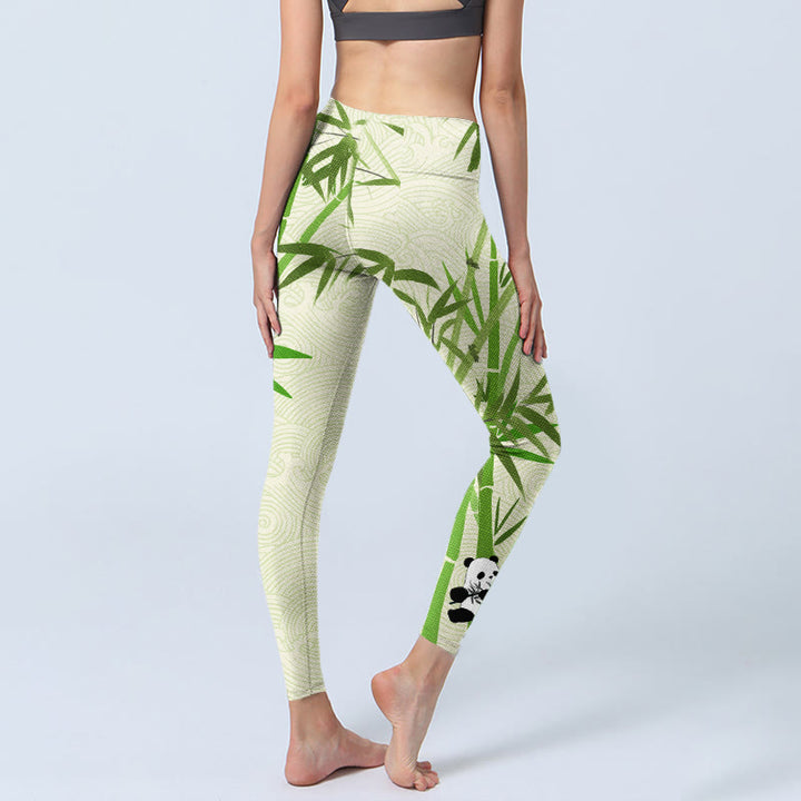 Leggings de sport à imprimé Buddha Stones Lush Bamboo Panda Nuage de bon augure Vagues Pantalon de yoga pour femme - image 5