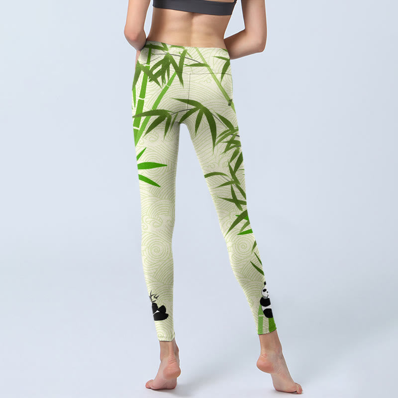 Leggings de sport à imprimé Buddha Stones Lush Bamboo Panda Nuage de bon augure Vagues Pantalon de yoga pour femme - image 7