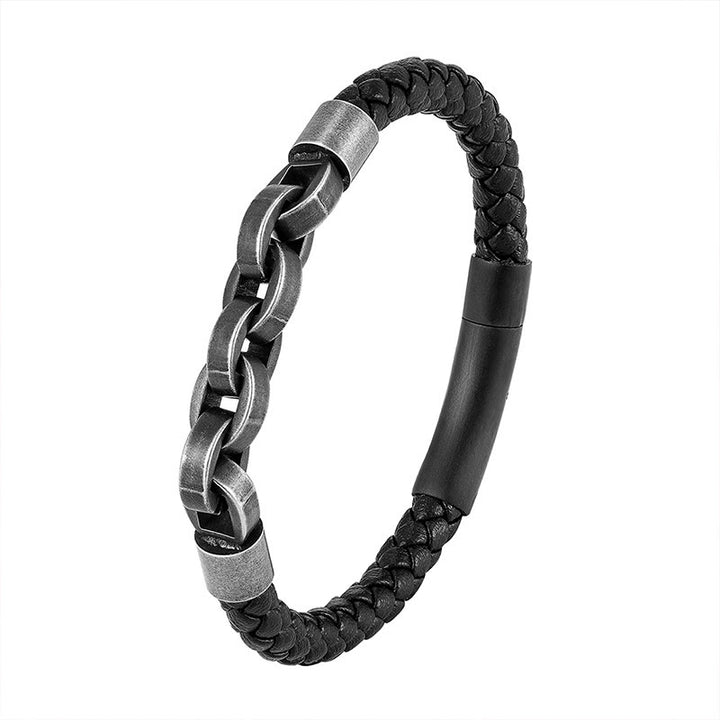 Bracelet à boucle tressée en cuir et acier titane avec Buddha Stones - image 13