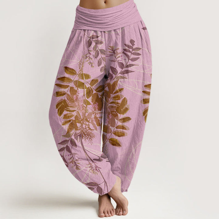 Pantalon sarouel taille élastique pour femme Buddha Stones vertes et branches - Rose - US22，UK/AU26，EU54 (6XL) - image 4