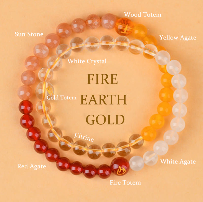 Bracelet de sagesse en quartz fraise et agate avec cinq éléments en cristal divers