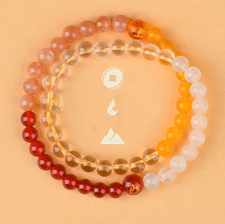 Bracelet de sagesse en quartz fraise et agate avec cinq éléments en cristal divers