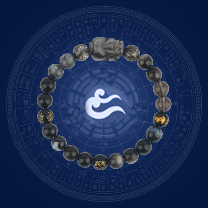 Bracelet de richesse Pixiu en Buddha Stones et cinq éléments en cristal varié - image 14