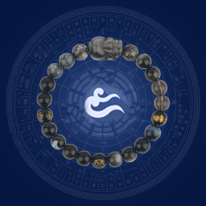 Bracelet de richesse Pixiu en Buddha Stones et cinq éléments en cristal varié - image 14