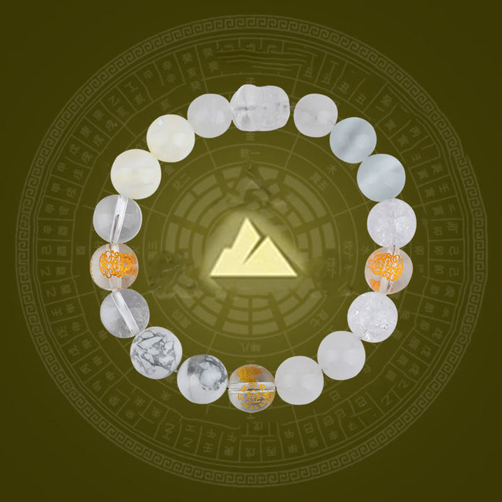 Bracelet de richesse Pixiu en Buddha Stones et cinq éléments en cristal varié