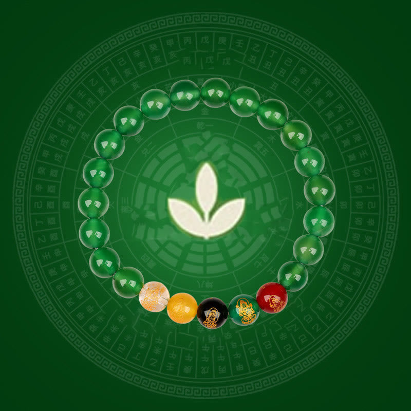 Bracelet porte-bonheur Jambhala en Buddha Stones et cinq éléments en agate - image 6