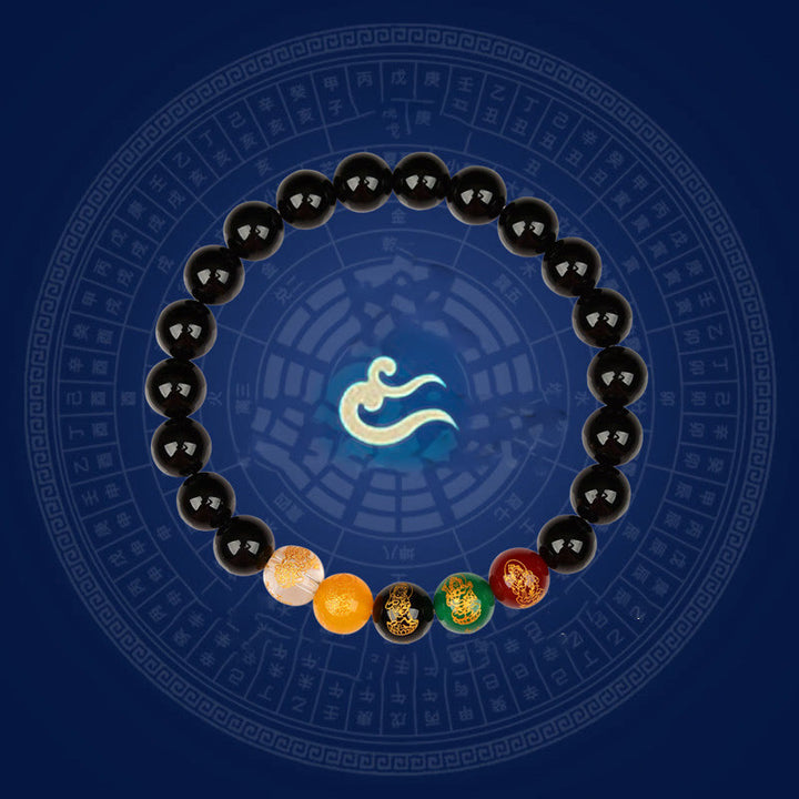 Bracelet porte-bonheur Jambhala en Buddha Stones et cinq éléments en agate - image 10