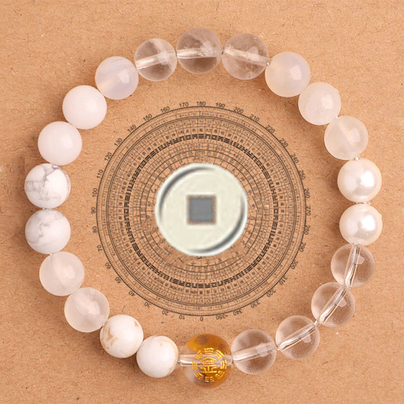 Bracelet porte-bonheur en Buddha Stones, cinq éléments, agate variée - image 1