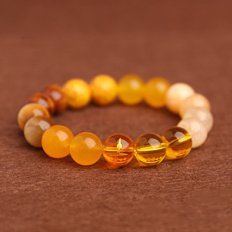 Bracelet porte-bonheur en Buddha Stones, cinq éléments, agate variée