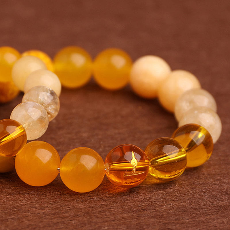 Bracelet porte-bonheur en Buddha Stones, cinq éléments, agate variée