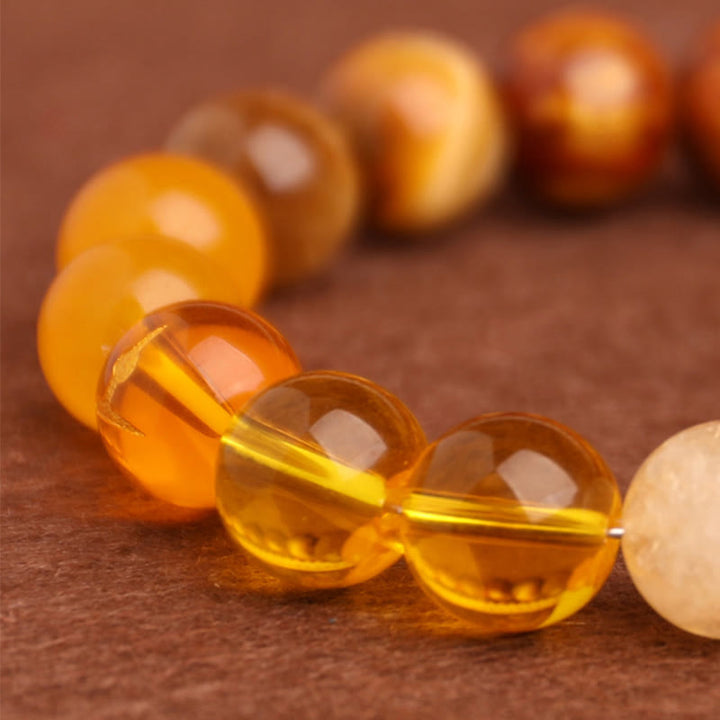 Bracelet porte-bonheur en Buddha Stones, cinq éléments, agate variée