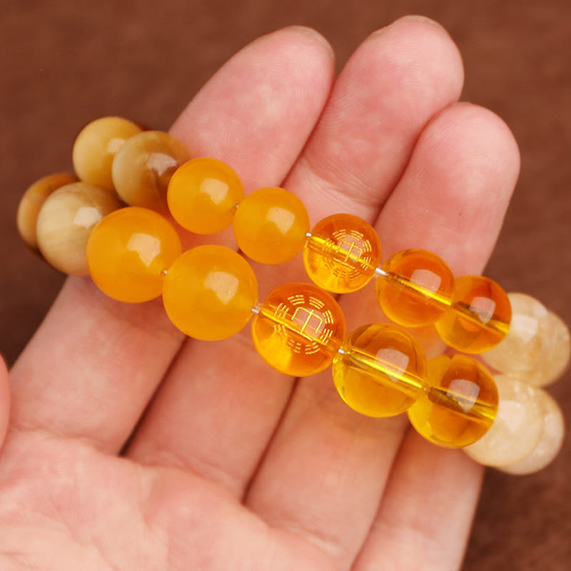 Bracelet porte-bonheur en Buddha Stones, cinq éléments, agate variée