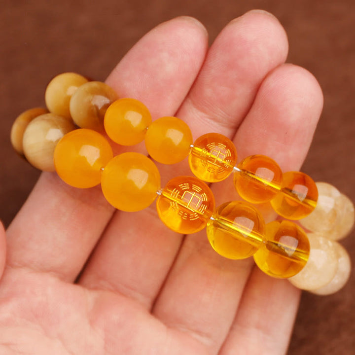 Bracelet porte-bonheur en Buddha Stones, cinq éléments, agate variée