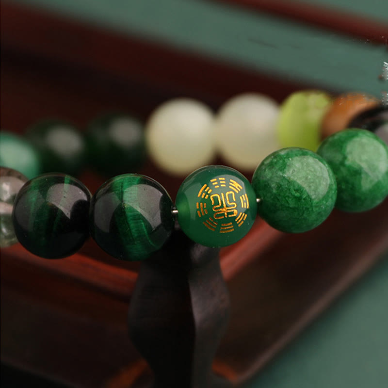 Bracelet porte-bonheur en Buddha Stones, cinq éléments, agate variée - image 16