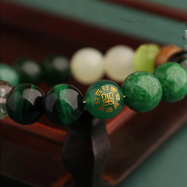 Bracelet porte-bonheur en Buddha Stones, cinq éléments, agate variée - image 16