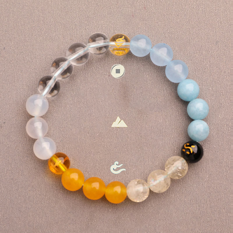 Bracelet de sagesse en pierre de soleil Buddha Stones et cinq éléments en cristal d'agate - image 16