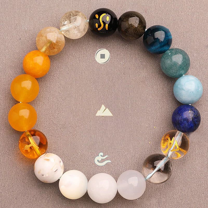 Bracelet de sagesse en pierre de soleil Buddha Stones et cinq éléments en cristal d'agate - image 12