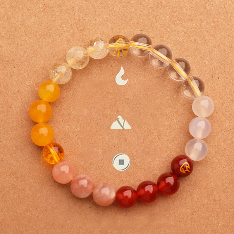 Bracelet de sagesse en pierre de soleil Buddha Stones et cinq éléments en cristal d'agate - image 5