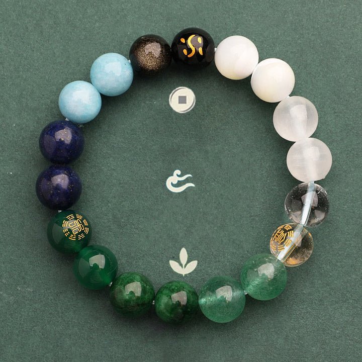 Bracelet de sagesse en pierre de soleil Buddha Stones et cinq éléments en cristal d'agate - image 22