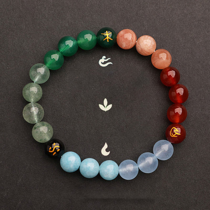 Bracelet de sagesse en pierre de soleil Buddha Stones et cinq éléments en cristal d'agate - image 34