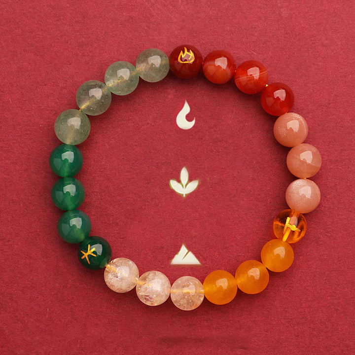 Bracelet de sagesse en pierre de soleil Buddha Stones et cinq éléments en cristal d'agate - image 43