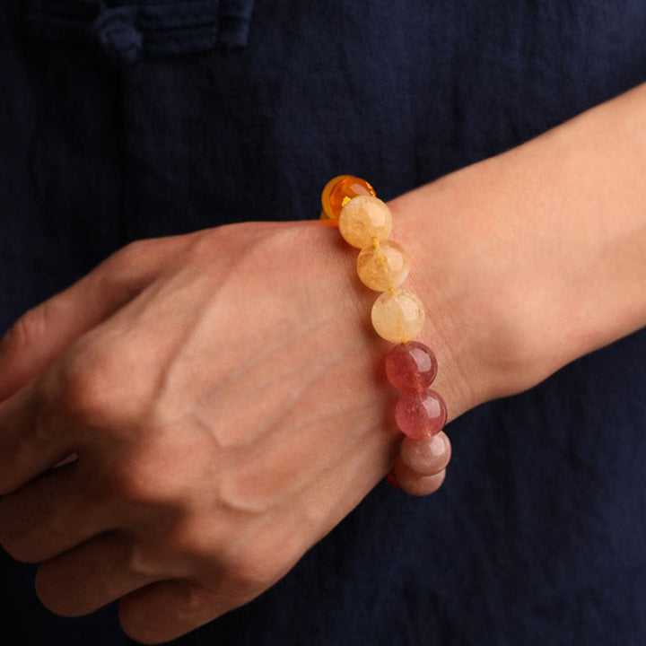 Bracelet de sagesse en pierre de soleil Buddha Stones et cinq éléments en cristal d'agate - image 50