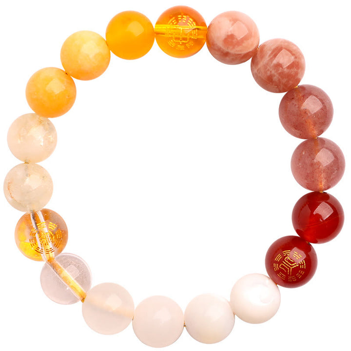 Bracelet de sagesse en pierre de soleil Buddha Stones et cinq éléments en cristal d'agate