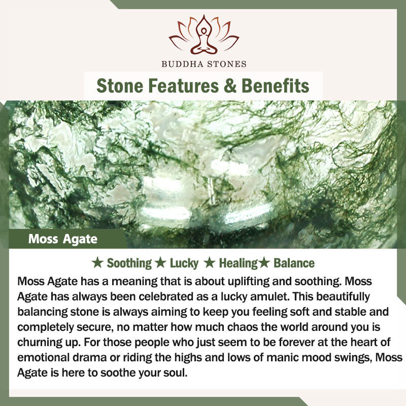 Buddha Stones Bracelet porte-bonheur fantôme vert en agate, cristal, quartz fraise et agate mousse. - image 8
