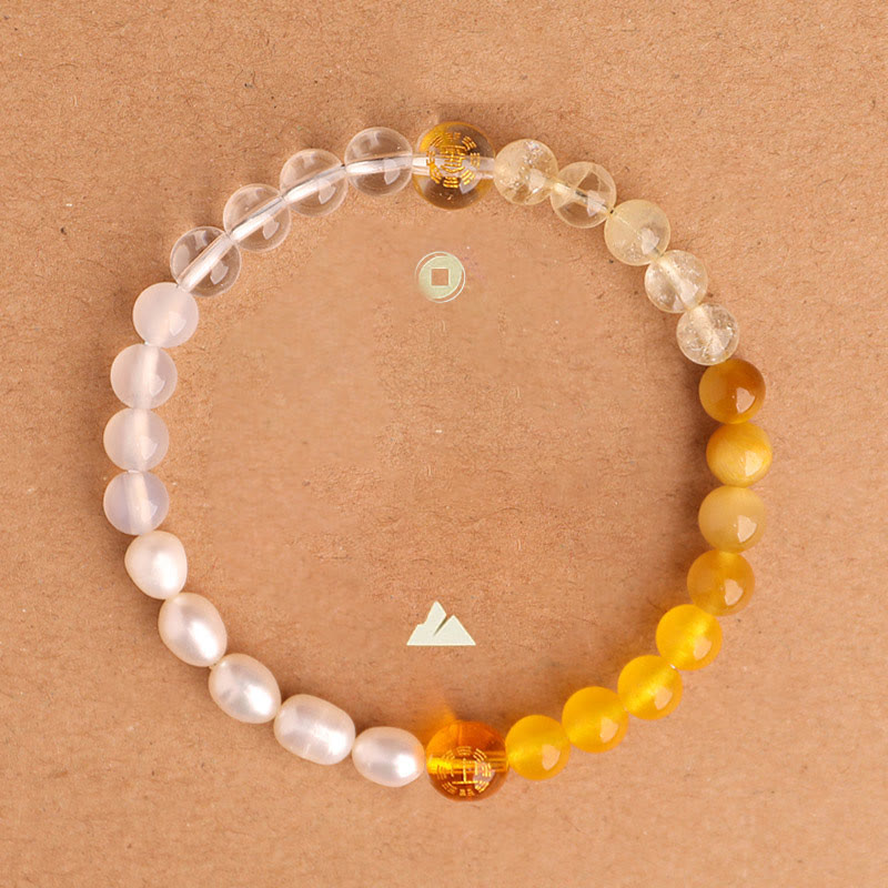 Buddha Stones Bracelet de sagesse en agate, cristal, onyx noir, calcédoine verte et aigue-marine, composé de cinq éléments. - image 28